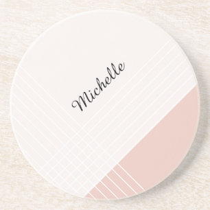Dessous De Verre En Grès Tendance Élégant Géométrique Chic sur Blush et Ros