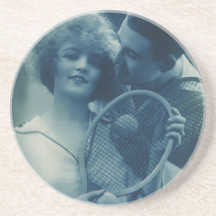 Dessous De Verre En Grès Tennis de sport vintage, amour et romance