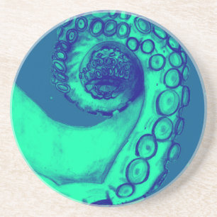 Dessous De Verre En Grès Tentacle de la pieuvre marine turquoise et marine