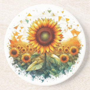 Dessous De Verre En Grès Terrain de tournesol - Art Déco