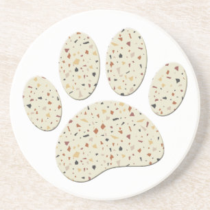 Dessous De Verre En Grès Terrazzo Dog Pawprint Motif Art