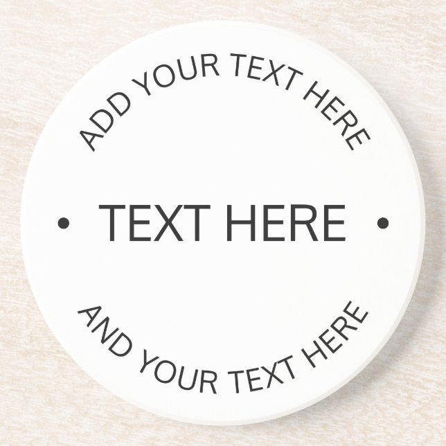 Dessous De Verre En Grès Texte éditable simple moderne | Blanc & Noir (Devant)
