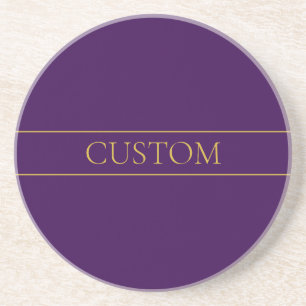 Dessous De Verre En Grès Texte personnalisable élégant Or et violet foncé