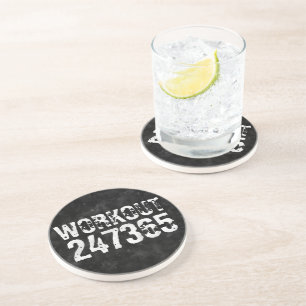 Dessous De Verre En Grès Texte usé et rayé Workout 247365 vintage