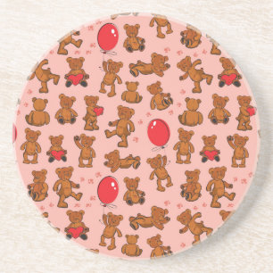 Dessous De Verre En Grès Texture avec le nounours, coeurs