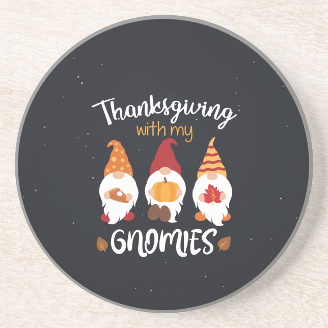 Dessous De Verre En Grès Thanksgiving Avec Mes Gnomes (Devant)