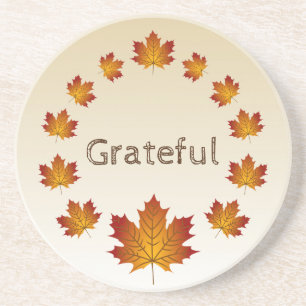 Dessous De Verre En Grès Thanksgiving Wreath Grateful Simple Feuilles d'éra