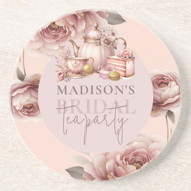 Dessous De Verre En Grès Thé Mariage sur le thème de l'aquarelle personnali (Devant)