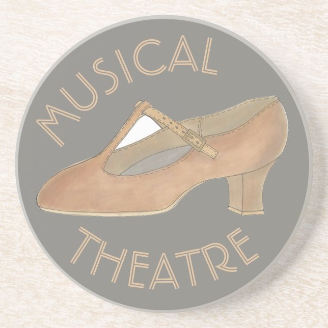 Dessous De Verre En Grès Théâtre Musical Tan Caractère Danse Chaussure Théâ (Devant)
