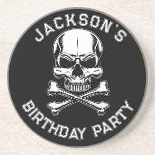 Dessous De Verre En Grès Thème pirate Fête Adulte Vélos de bateau Noir