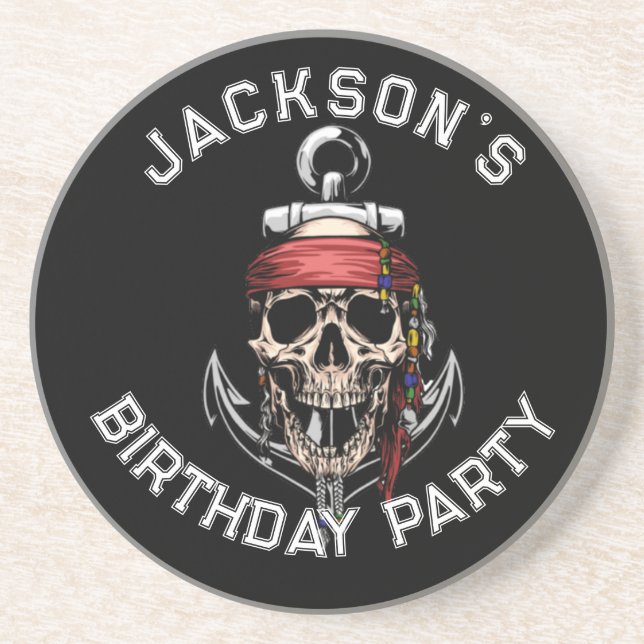 Dessous De Verre En Grès Thème Pirate Fête Crâne Adulte Blanc NAUTIQUE (Devant)