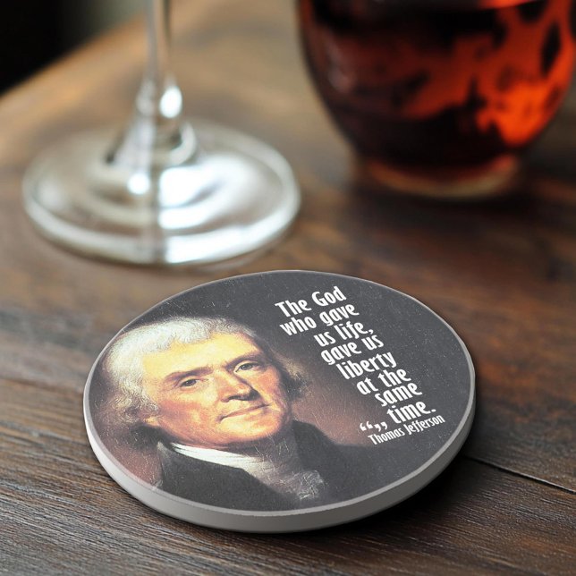 Dessous De Verre En Grès Thomas Jefferson Citation sur Dieu et la Liberté (Thomas Jefferson Quote Coaster)