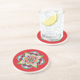 Dessous De Verre En Grès Tiger Dragon Mandala Dessous de verre de grès