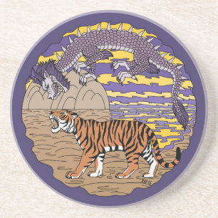 Dessous De Verre En Grès Tigre et dragon