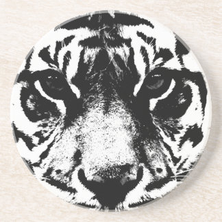 Dessous De Verre En Grès Tigre noir et blanc