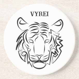 Dessous De Verre En Grès Tigre tribal noir et blanc