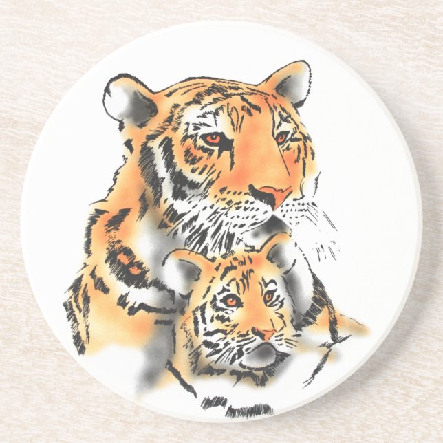 Dessous De Verre En Grès Tigress and Cub (Devant)