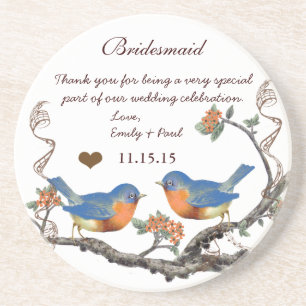 Dessous De Verre En Grès Tireuses de mariage Réception Oiseaux Vintage Sous