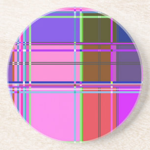 Dessous De Verre En Grès Tissu à carreaux rose motif Madras