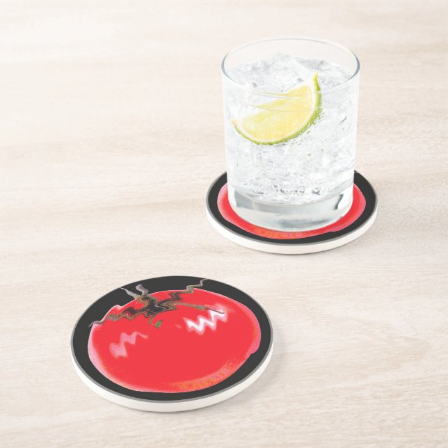 Dessous De Verre En Grès Tomate chaude rouge (Côté)