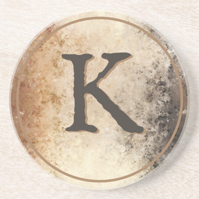 Dessous De Verre En Grès Ton Brown Abstrait (Devant)