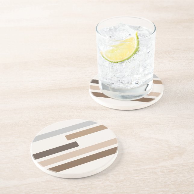 Dessous De Verre En Grès Tons de Terre géométriques Abstraits Tailles Motif (Côté)