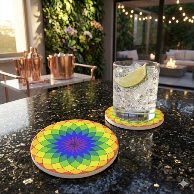 Dessous De Verre En Grès Tore de Manège Arc-en-Ciel (Créateur téléchargé)