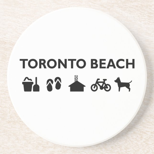 Dessous De Verre En Grès Toronto Beach Icons Monotone Black (Devant)