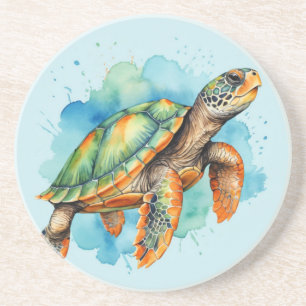 Dessous De Verre En Grès Tortue à peinture mignonne