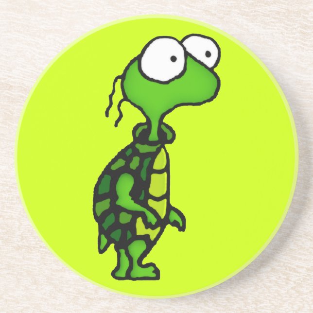Dessous De Verre En Grès Tortue de bande dessinée (Devant)