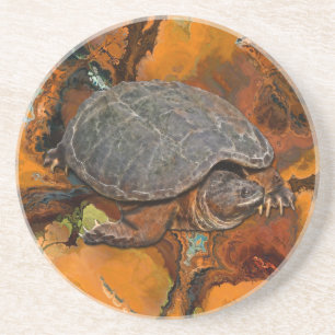 Dessous De Verre En Grès Tortue serpentine Terrapin-lover Cadeau