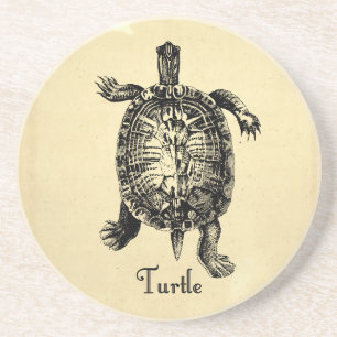 DESSOUS DE VERRE EN GRÈS TORTUE VINTAGE