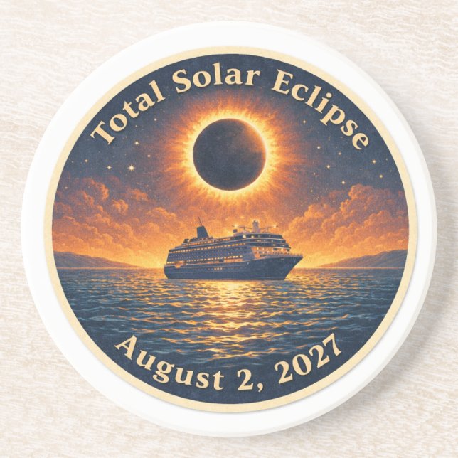 Dessous De Verre En Grès Total Solar Eclipse August 2 2027 cruise ship  (Devant)