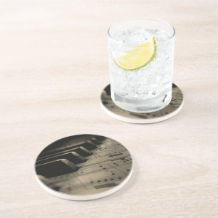 Dessous De Verre En Grès Touches de piano de musique ancienne