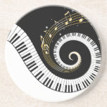 Dessous De Verre En Grès Touches de piano et notes de musique d'or<br><div class="desc">Un design musical inhabituel avec des touches de piano tourbillonnantes et des notes de musique dorées qui sortent du centre des touches. Ce design ferait le cadeau idéal pour les amateurs de piano et est disponible sur une collection de cadeaux et de produits en papier. sgb01</div>