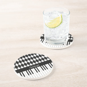 Dessous De Verre En Grès Touches de piano personnalisées et diamants