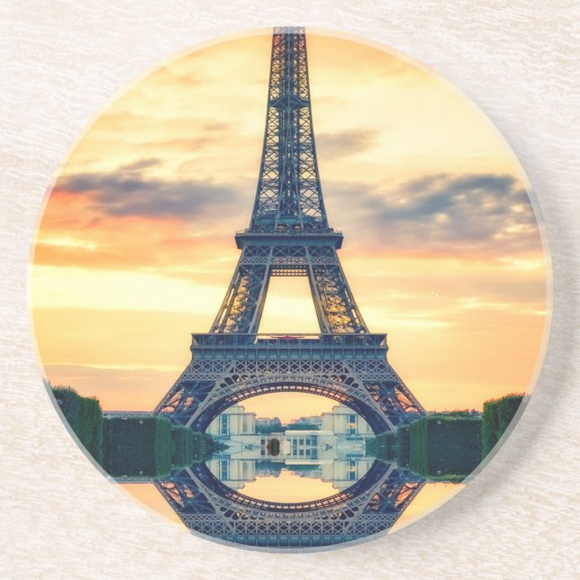 Dessous De Verre En Grès Tour Eiffel Paris Soirée européenne (Devant)
