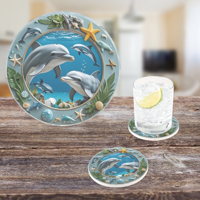Dessous De Verre En Grès Tourbillon Océanique Rond en Grès (Créateur téléchargé)