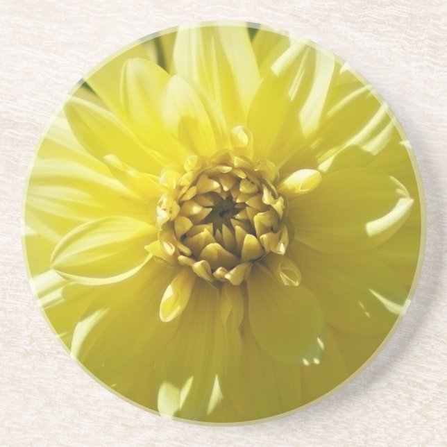 Dessous De Verre En Grès Tourne-disque Dahlia jaune (Devant)