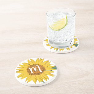 Dessous De Verre En Grès Tournesol avec monogramme