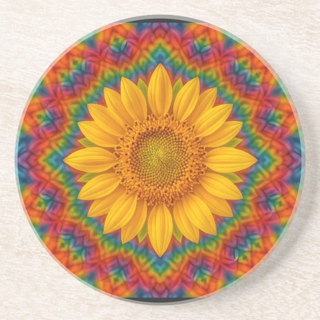 Dessous De Verre En Grès Tournesol Kaléidoscope (Devant)