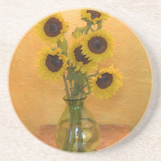 Dessous De Verre En Grès Tournesols dans un vase sur une table 2 (Devant)