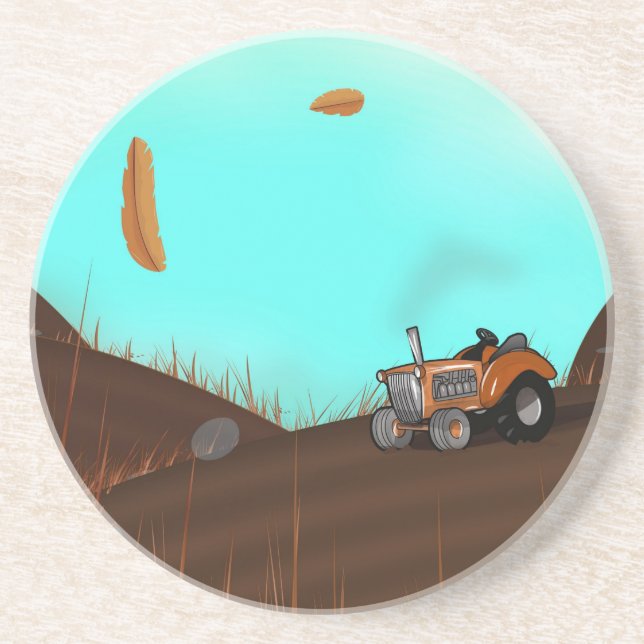Dessous De Verre En Grès Tracteur à la ferme (Devant)