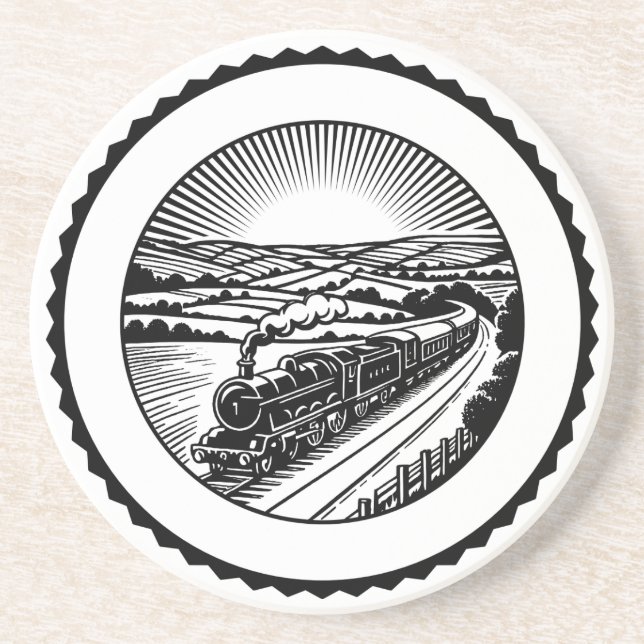 Dessous De Verre En Grès Train à vapeur rural (Devant)