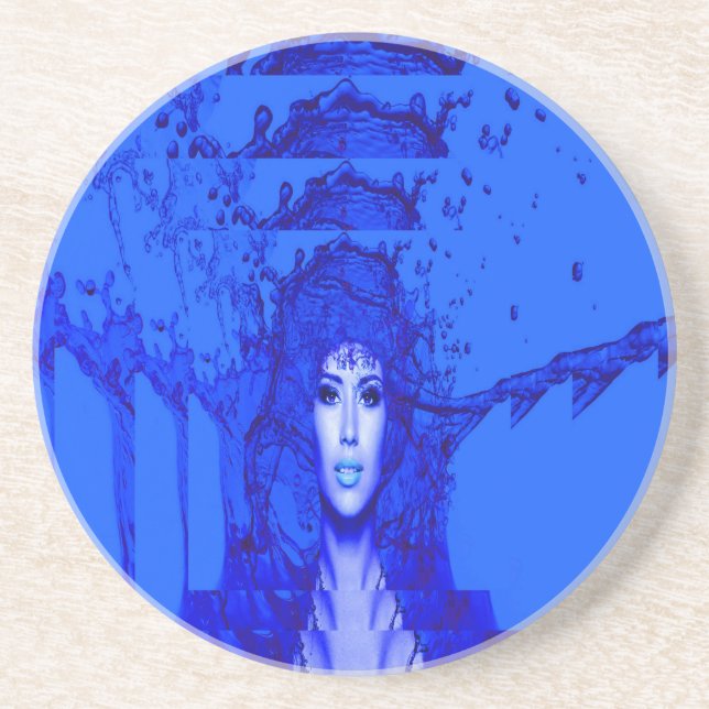 Dessous De Verre En Grès Trance bleue (Devant)