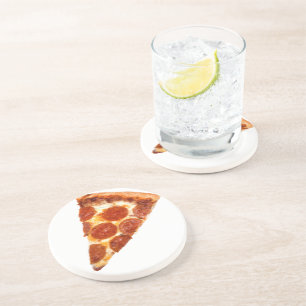 Dessous De Verre En Grès Tranche de pizza pepperoni classique de SlipperyJo
