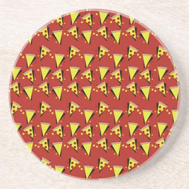 Dessous De Verre En Grès Tranche de pizza pepperoni géométrique italienne (Devant)