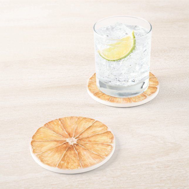 Dessous De Verre En Grès Tranche d'orange fruit (Côté)