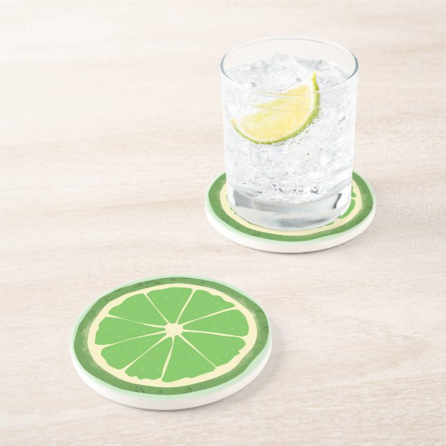 Dessous De Verre En Grès Tranches d'agrumes de citron vert (Côté)