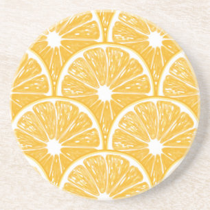 Dessous De Verre En Grès Tranches orange, motif de fruits tropicaux
